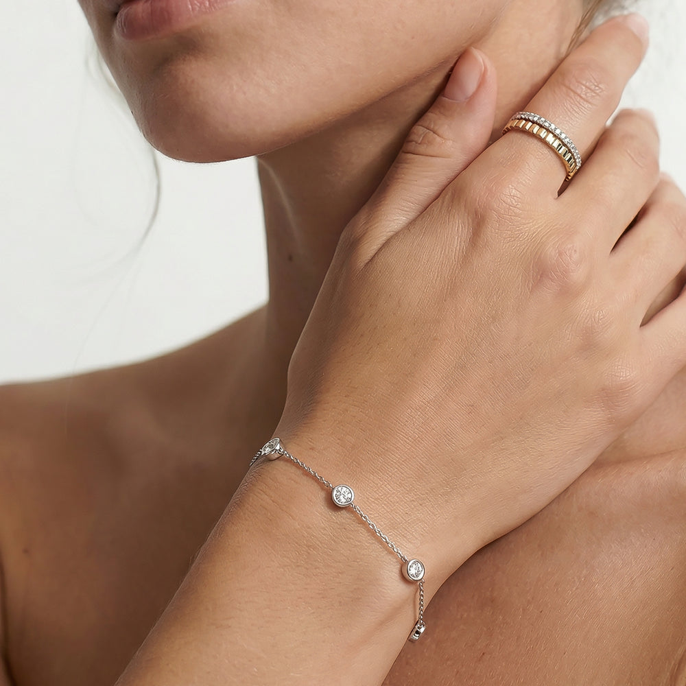 The Eve Station Bracelet with Lab Cut Diamond in 14KT Yellow Gold view 5
