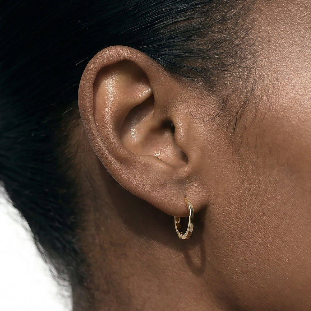 The Mara Midi Hoops with 14KT Yellow Gold Cut Diamond in 14KT Yellow Gold view 2
