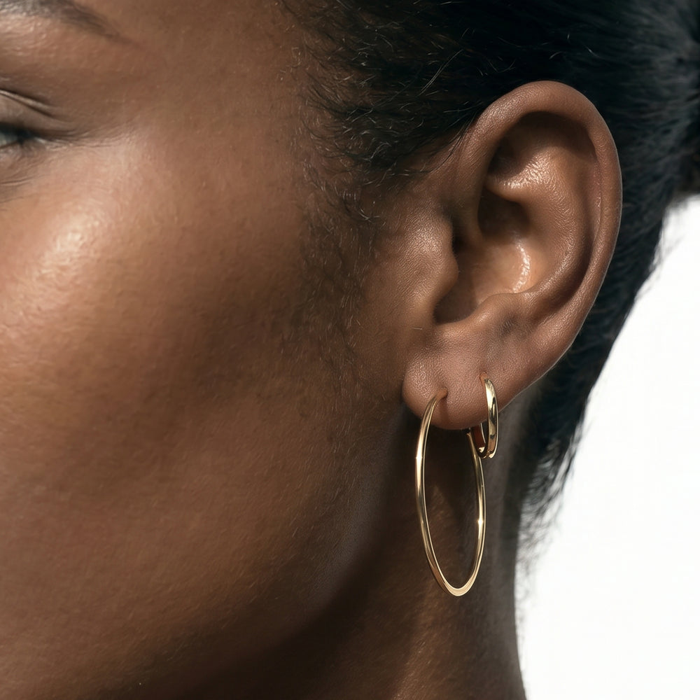 The Mara Midi Hoops with 14KT Yellow Gold Cut Diamond in 14KT Yellow Gold view 3
