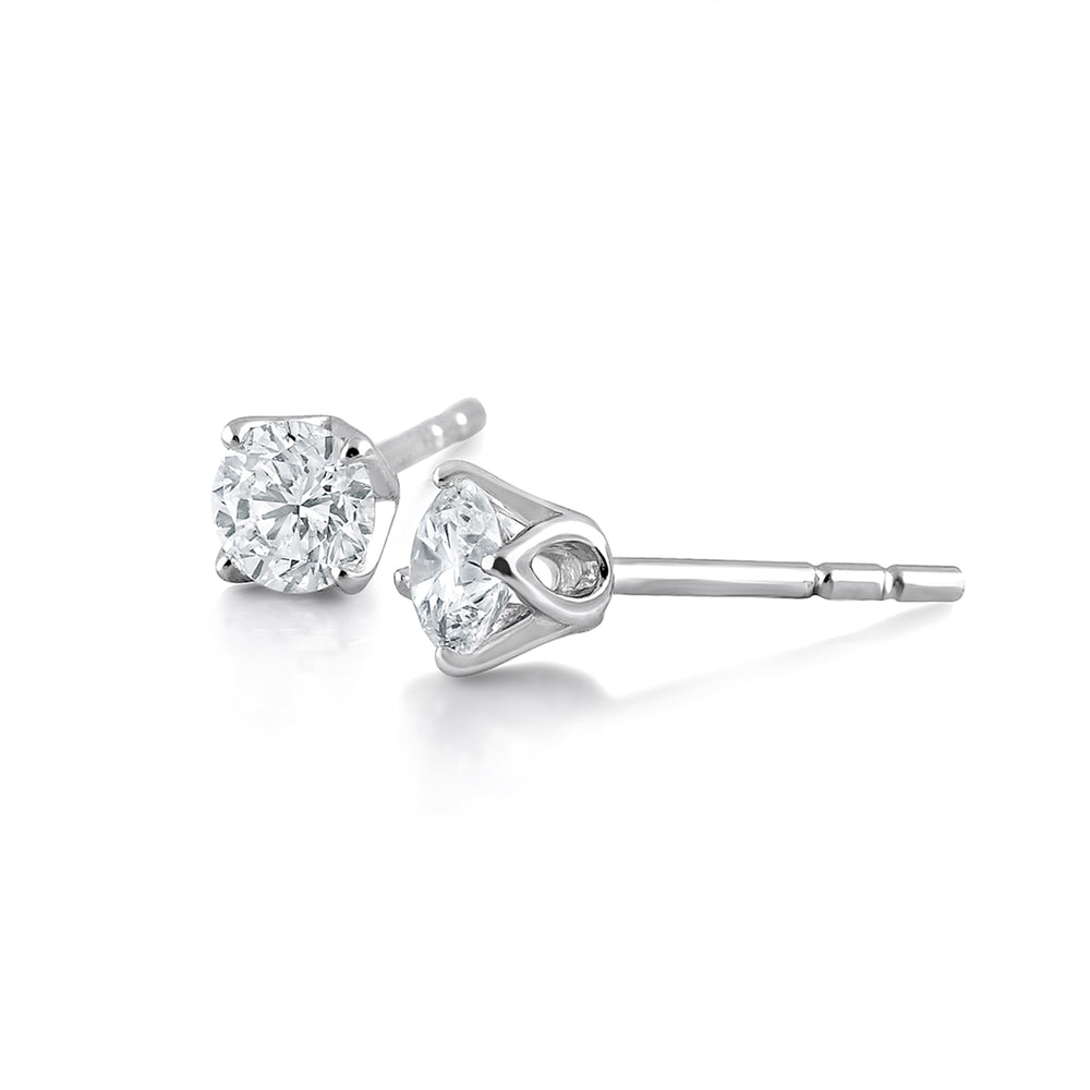 Free 1/2 CTTW Stud Tulip Earrings with Lab Cut Diamond in 14KT White view 2
