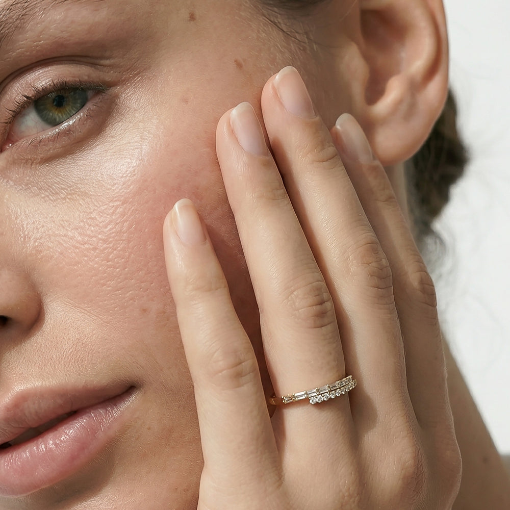 The Juliet Crossover Ring with 18K Yellow Gold Vermeil / 1/5 / 7 Cut Diamond in 14KT 18K Yellow Gold Vermeil / 1/5 / 7 view 2
