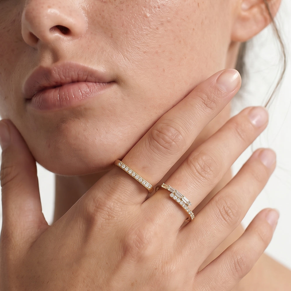 The Juliet Crossover Ring with 18K Yellow Gold Vermeil / 1/5 / 6 Cut Diamond in 14KT 18K Yellow Gold Vermeil / 1/5 / 6 view 3
