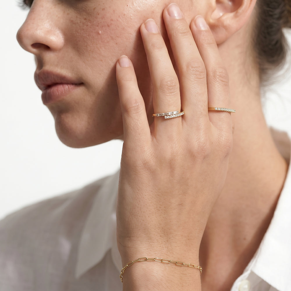 The Juliet Crossover Ring with 18K Yellow Gold Vermeil / 1/5 / 6.5 Cut Diamond in 14KT 18K Yellow Gold Vermeil / 1/5 / 6.5 view 6

