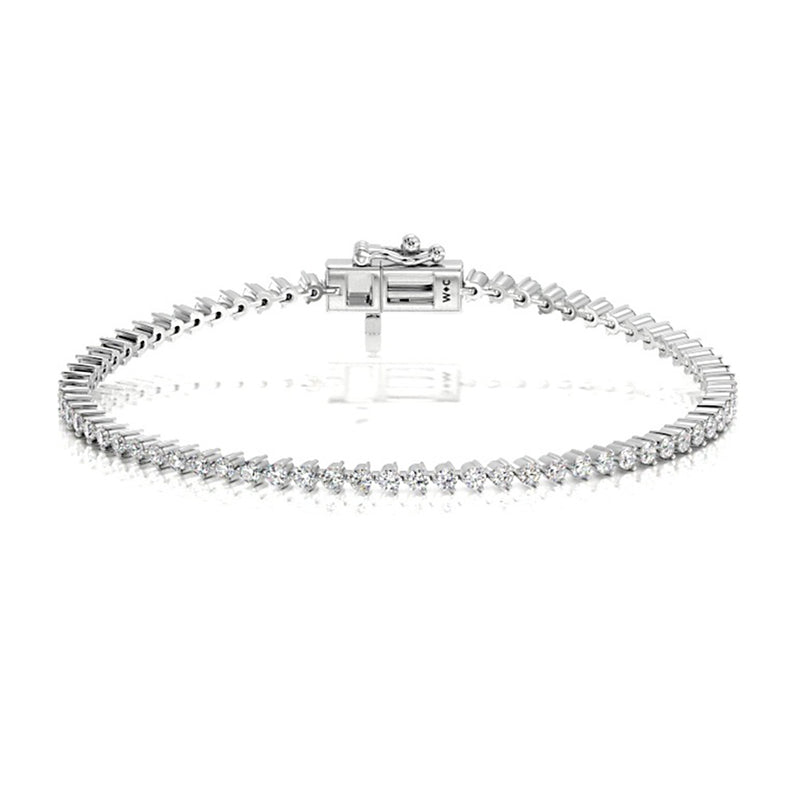 Three Prong Lab Diamond Tennis Bracelet