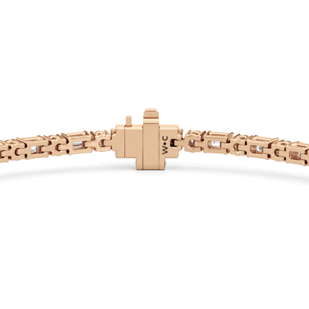 Oval with Trailing Round and Emeralds Tennis Bracelet with Lab Cut Diamond in 14KT Rose Gold view 5
