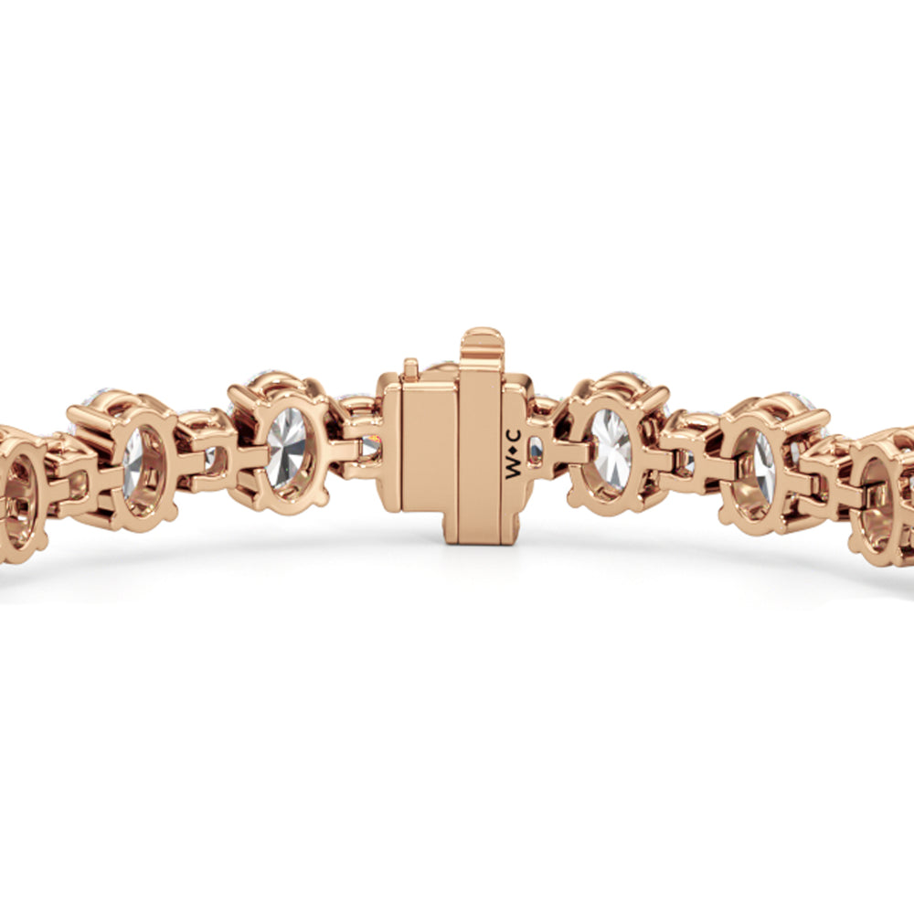 Alternating Round and Oval Tennis Bracelet with Lab Cut Diamond in 14KT Rose Gold view 5
