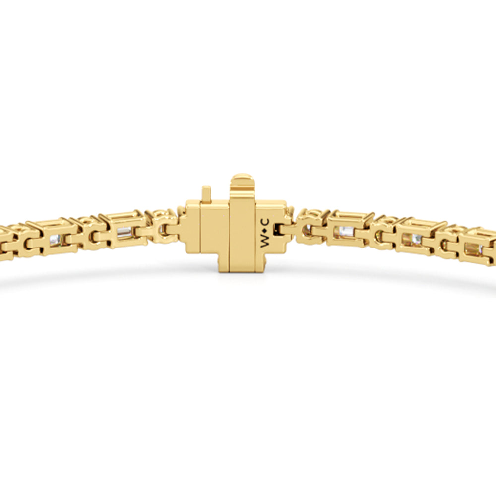 Oval with Trailing Round and Emeralds Tennis Bracelet with Lab Cut Diamond in 14KT Yellow Gold view 5
