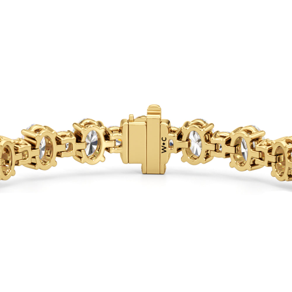 Alternating Round and Oval Tennis Bracelet with Lab Cut Diamond in 14KT Yellow Gold view 5
