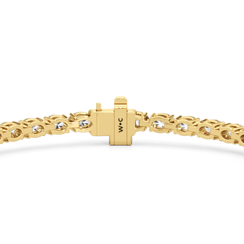 Graduating Oval Tennis Bracelet with Lab Cut Diamond in 14KT Yellow Gold view 5
