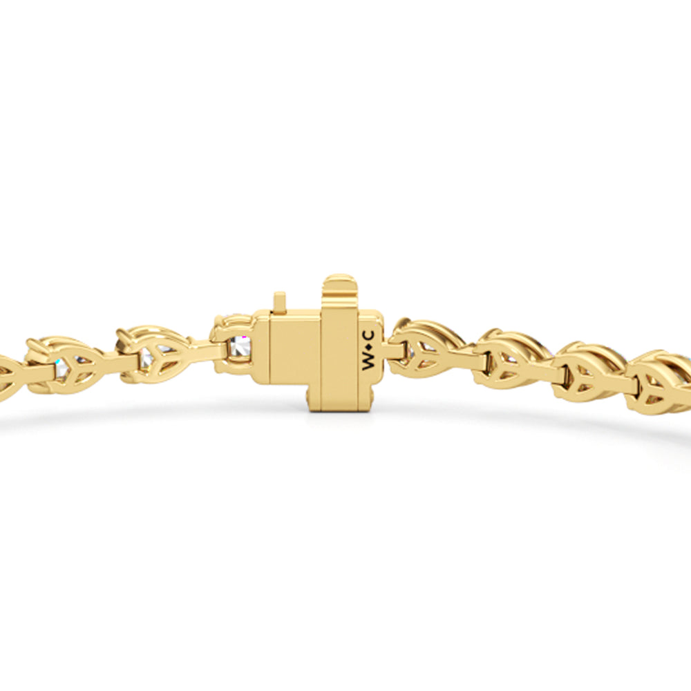 Graduating Pear Tennis Bracelet with Lab Cut Diamond in 14KT Yellow Gold view 5
