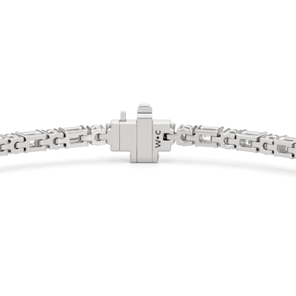 Oval with Trailing Round and Emeralds Tennis Bracelet with Lab Cut Diamond in 14KT White Gold view 5
