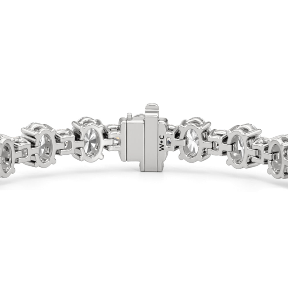 Alternating Round and Oval Tennis Bracelet with Lab Cut Diamond in 14KT White Gold view 5
