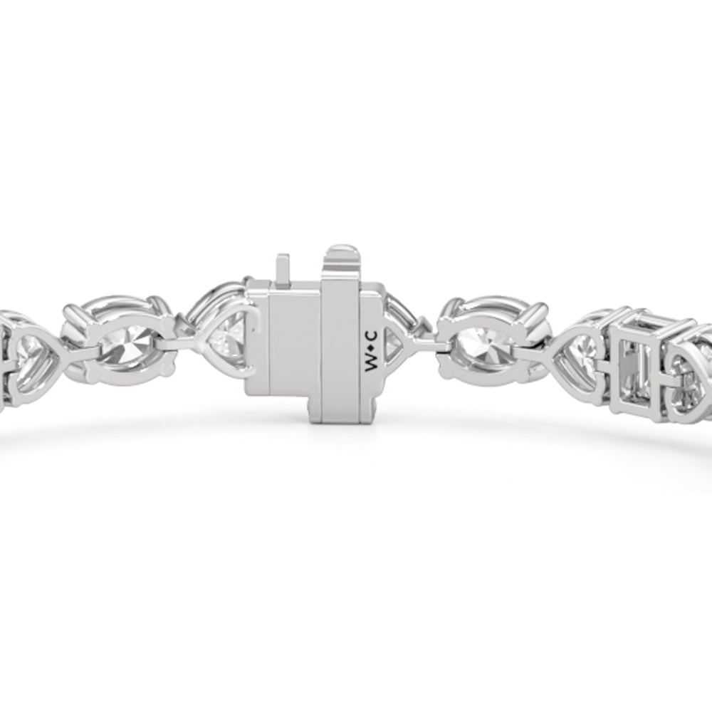 Hearts and Emerald Linear Tennis Bracelet with Lab Cut Diamond in 14KT White Gold view 5
