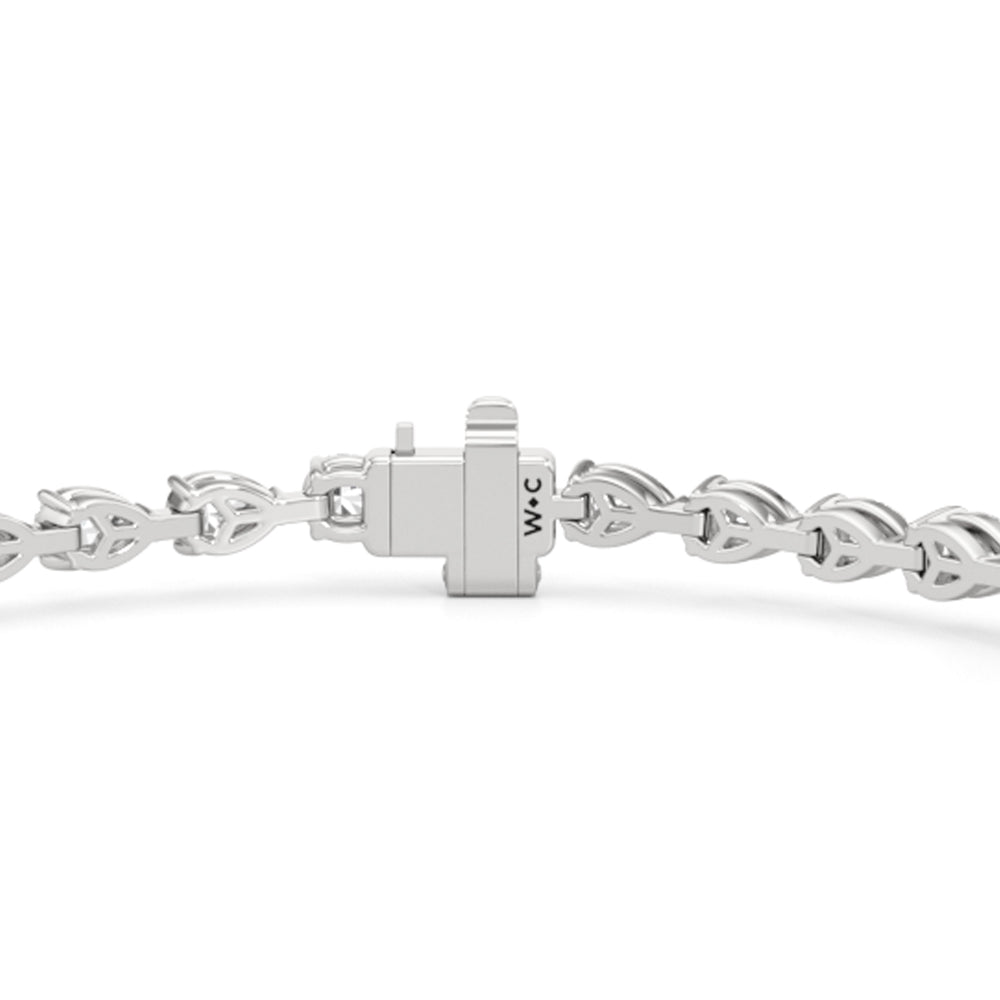 Graduating Pear Tennis Bracelet with Lab Cut Diamond in 14KT White Gold view 5
