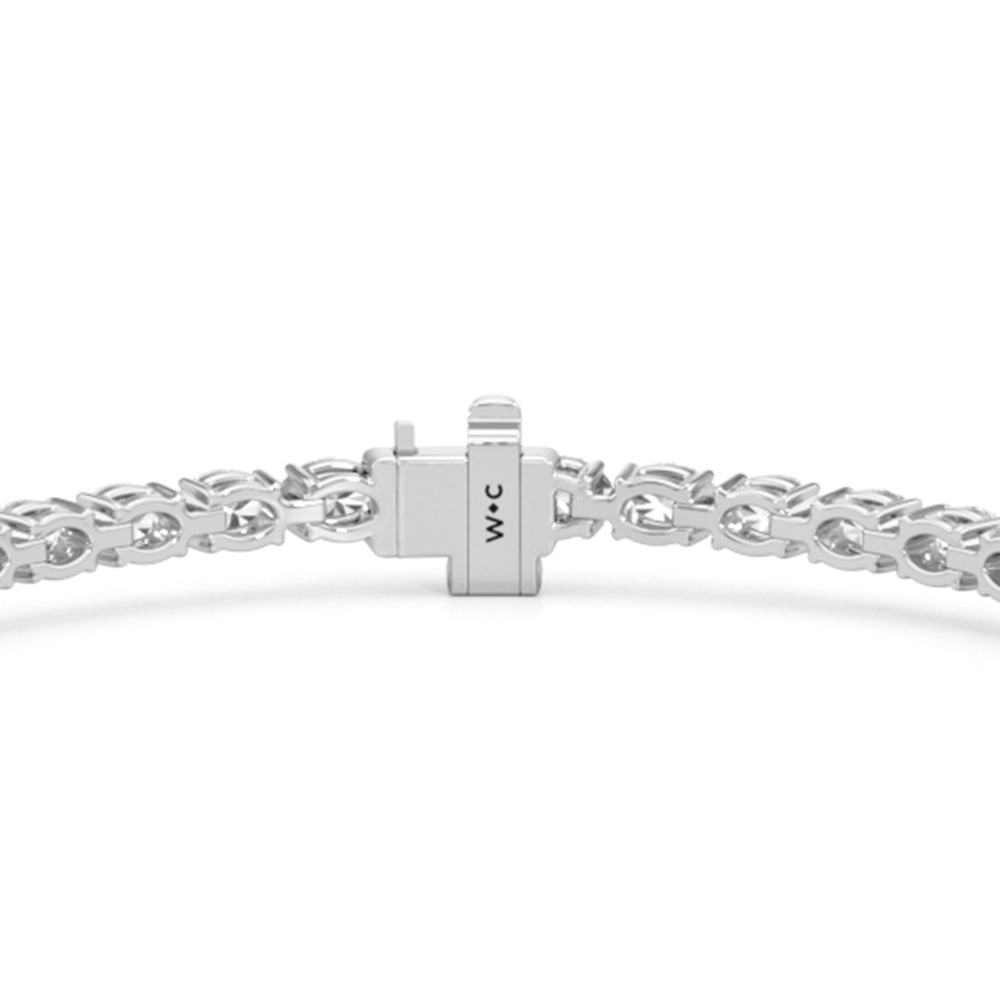Graduating Oval Tennis Bracelet with Lab Cut Diamond in 14KT White Gold view 5
