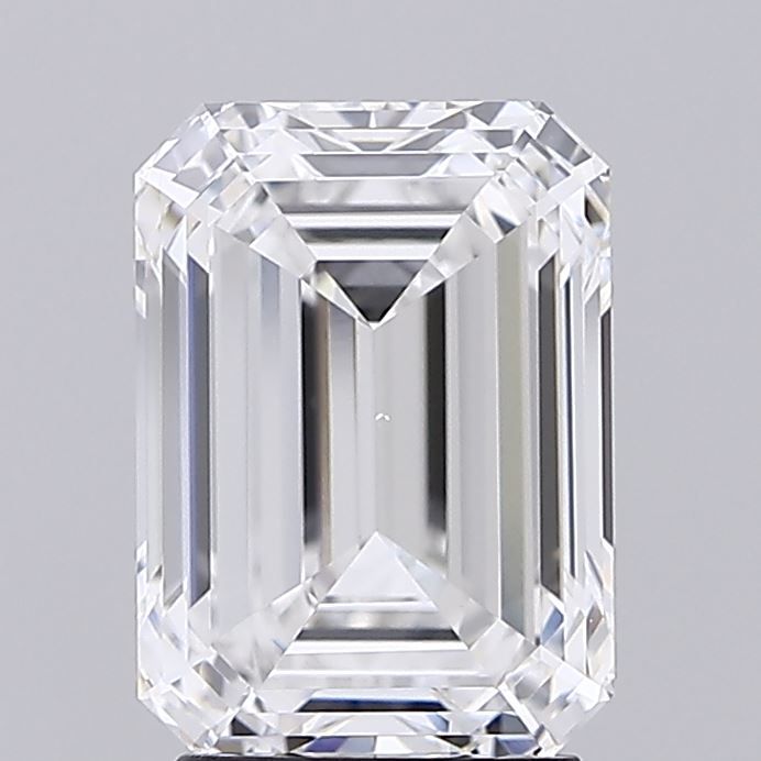 3.0 Carat Emerald Lab Diamond with  Cut Diamond in 14KT  view 1

