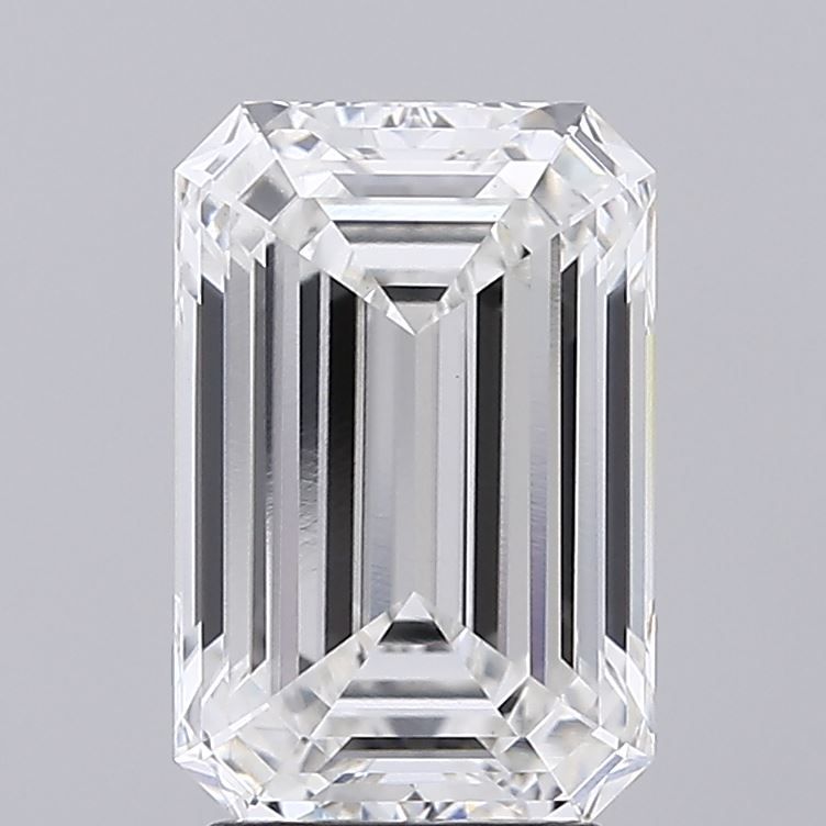 3.21 Carat Emerald Lab Diamond with  Cut Diamond in 14KT  view 1
