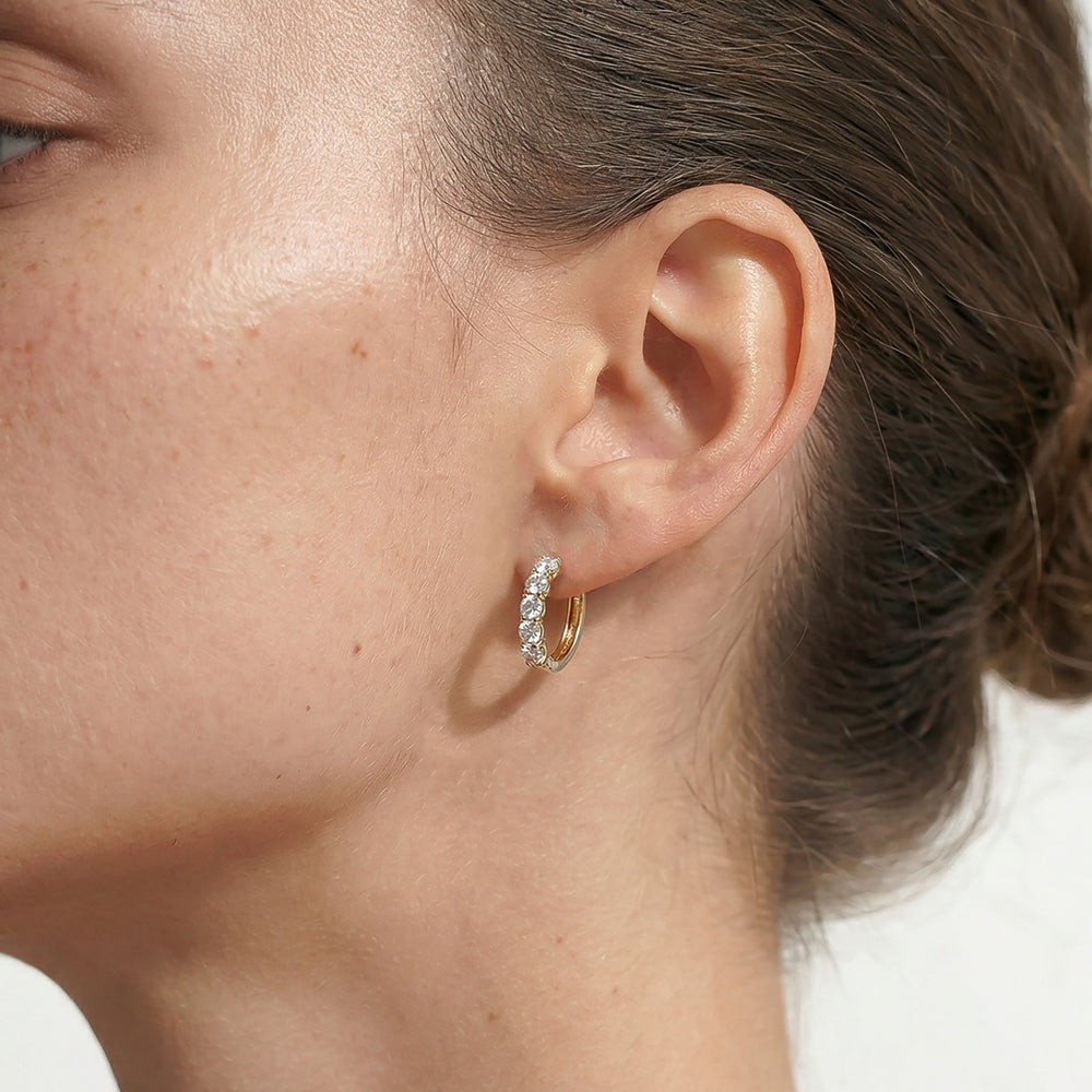 The Cleo Mini Hoops with 14KT White Gold / Lab / 1 Cut Diamond in 14KT White Gold / Lab / 1 view 2
