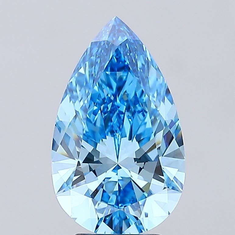 3.51 Carat Pear Lab Diamond with  Cut Diamond in 14KT  view 1
