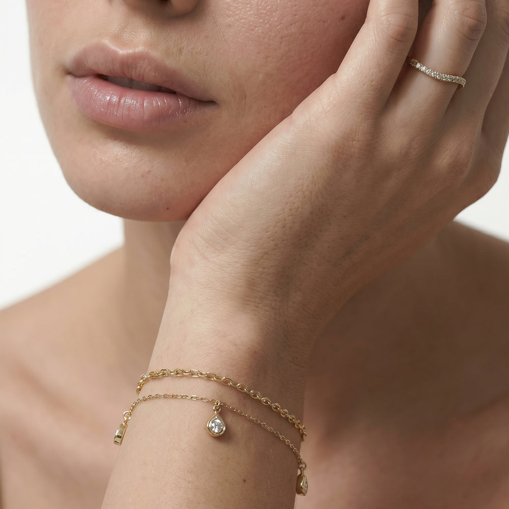 The Kaia Drop Bracelet with Lab Cut Diamond in 14KT Yellow Gold view 3

