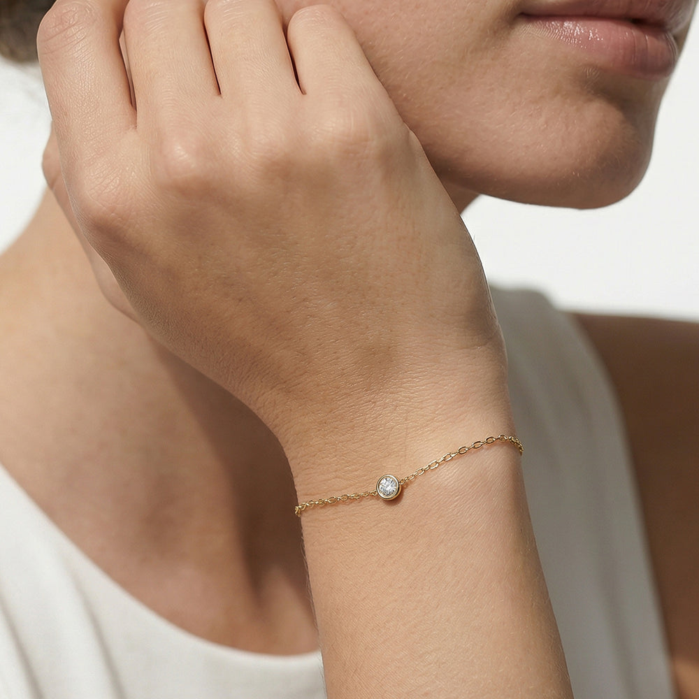 The Jane Bezel Bracelet with Lab Cut Diamond in 14KT Yellow Gold view 2
