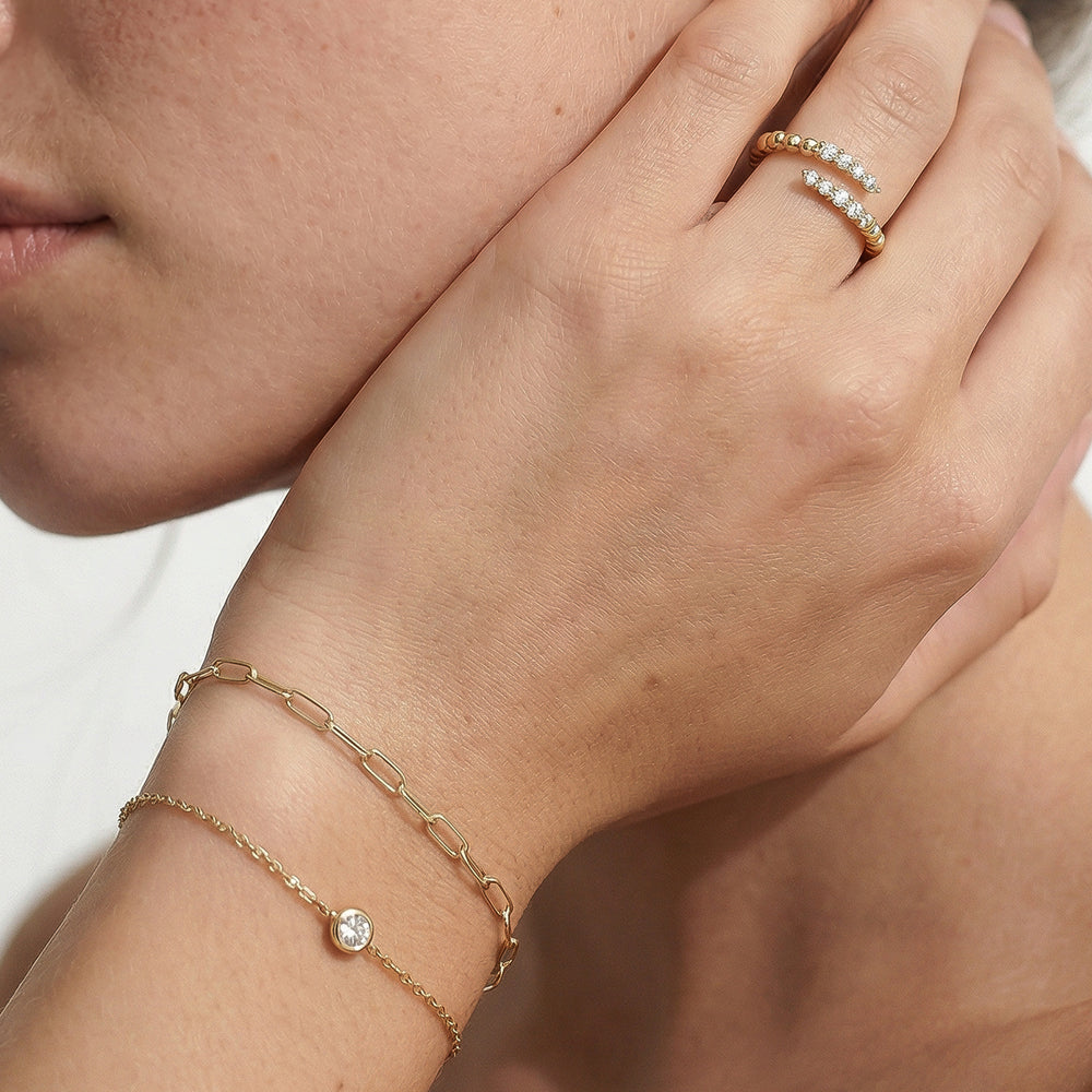 The Jane Bezel Bracelet with Lab Cut Diamond in 14KT Yellow Gold view 3
