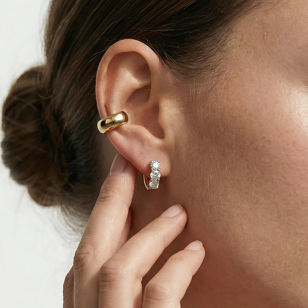 The Josie Huggies with 14KT Yellow Gold / Lab / 1 1/2 Cut Diamond in 14KT Yellow Gold / Lab / 1 1/2 view 3
