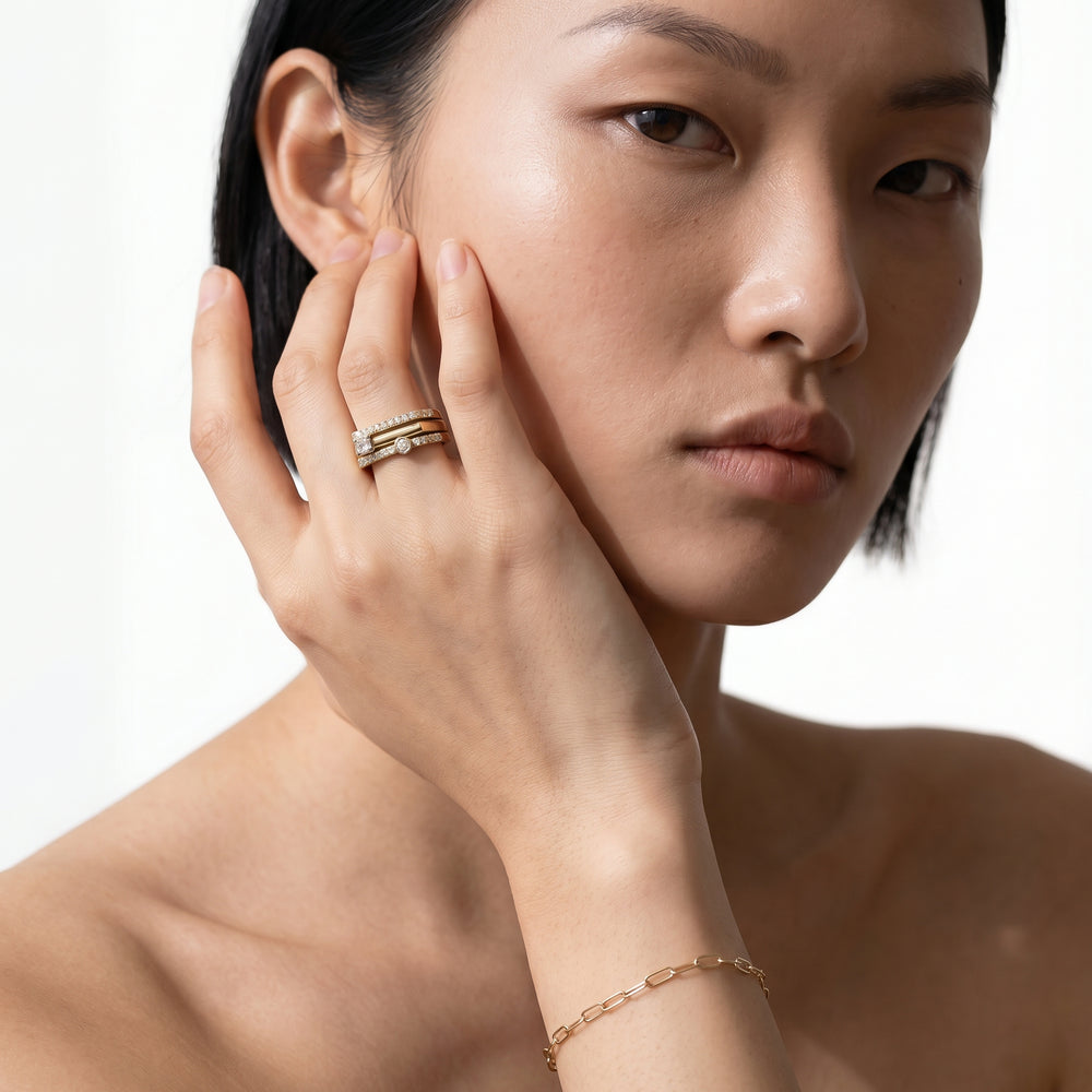 The Scottie Round Stacker Ring with 18K Yellow Gold Vermeil / 1/5 / 6 Cut Diamond in 14KT 18K Yellow Gold Vermeil / 1/5 / 6 view 4
