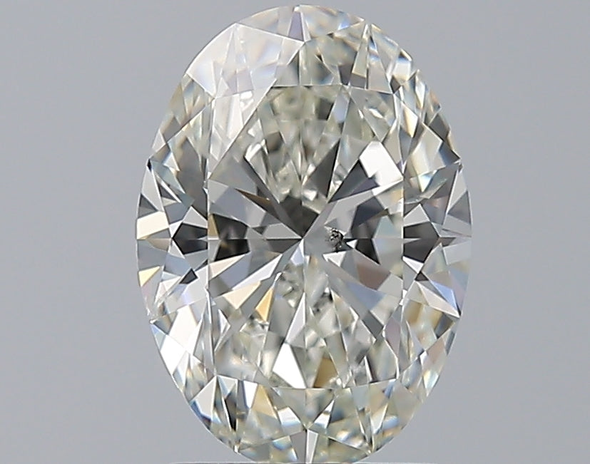 2.01 Carat Oval Natural Diamond with  Cut Diamond in 14KT  view 1
