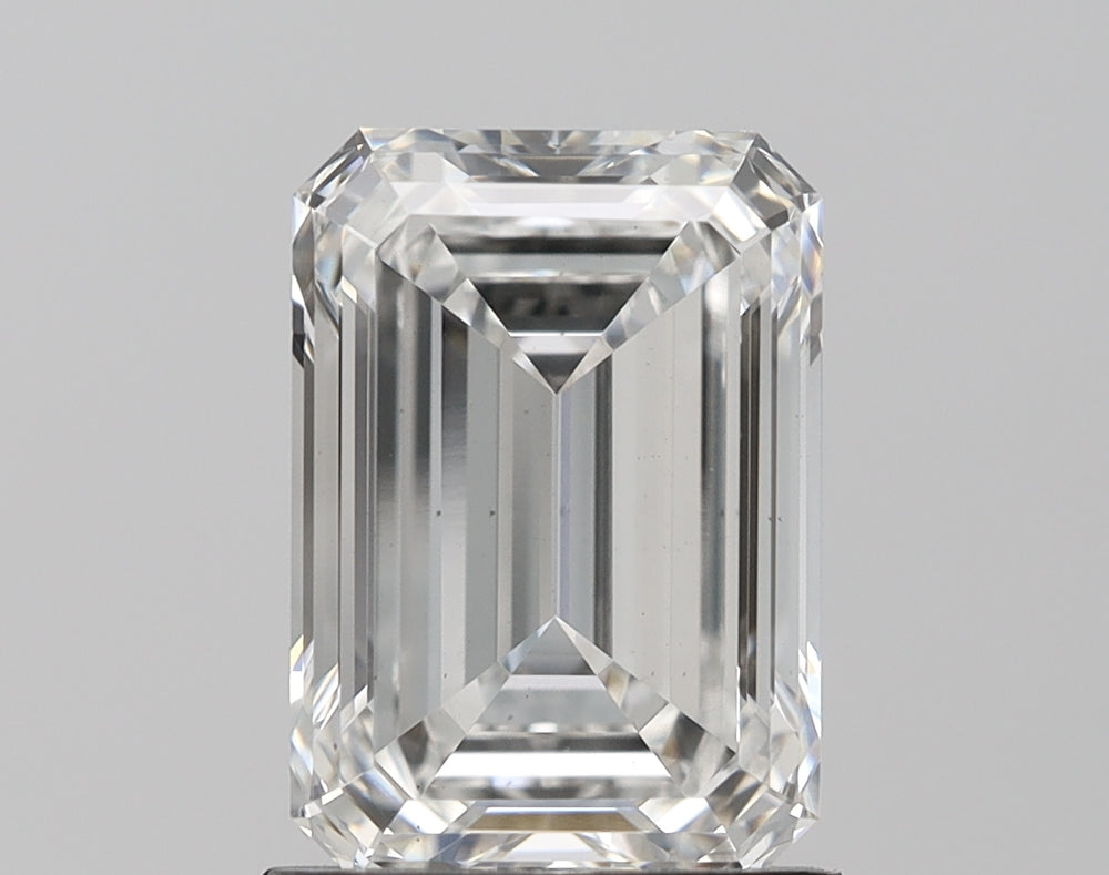 2.03 Carat Emerald Lab Diamond with  Cut Diamond in 14KT  view 1
