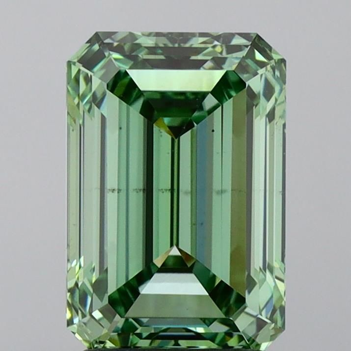 2.6 Carat Emerald Lab Diamond with  Cut Diamond in 14KT  view 1
