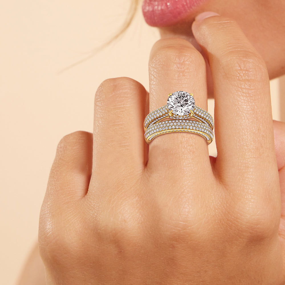 Model Wearing The Lafayette Diamond Wedding Band view