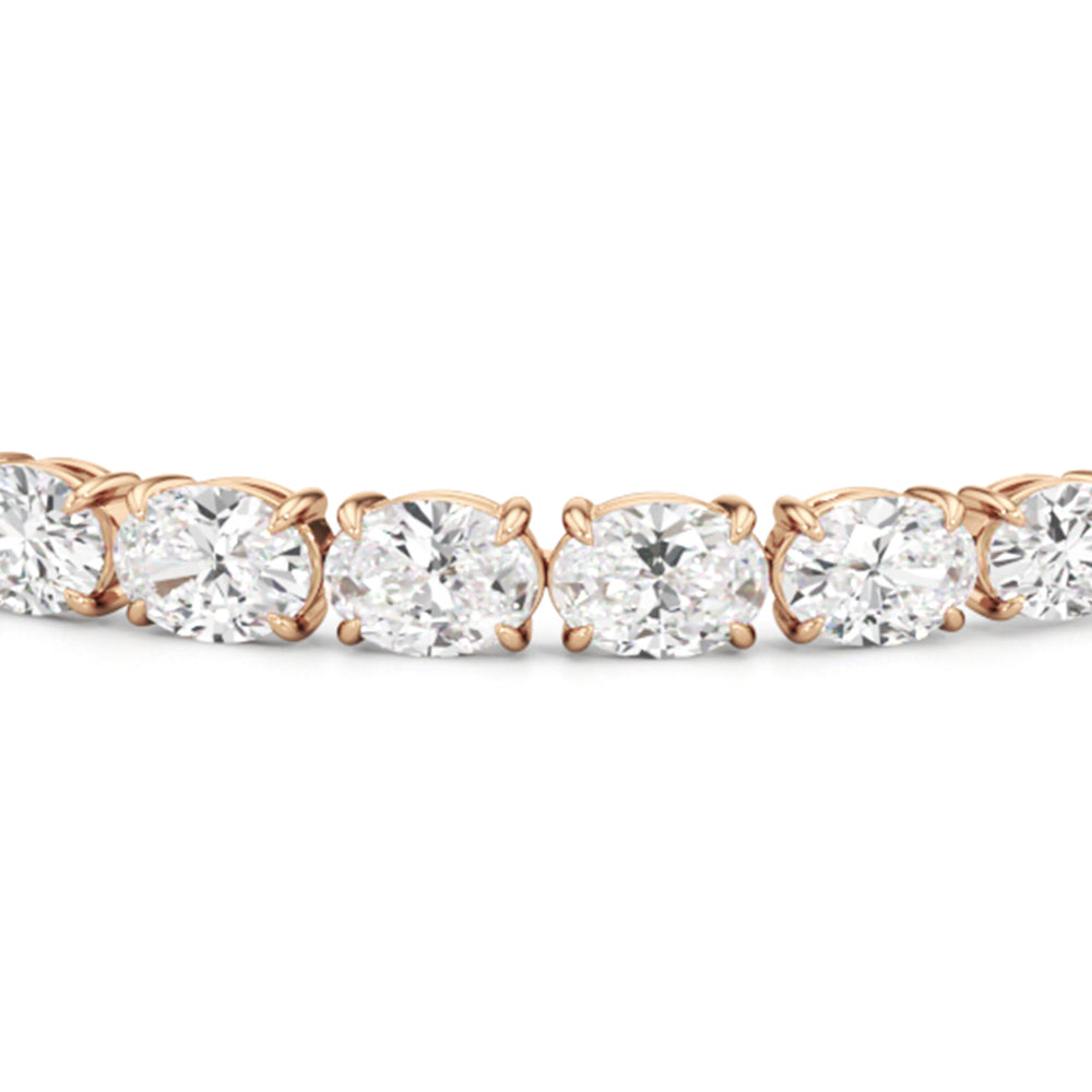 Graduating Oval Tennis Bracelet with Lab Cut Diamond in 14KT Rose Gold view 4
