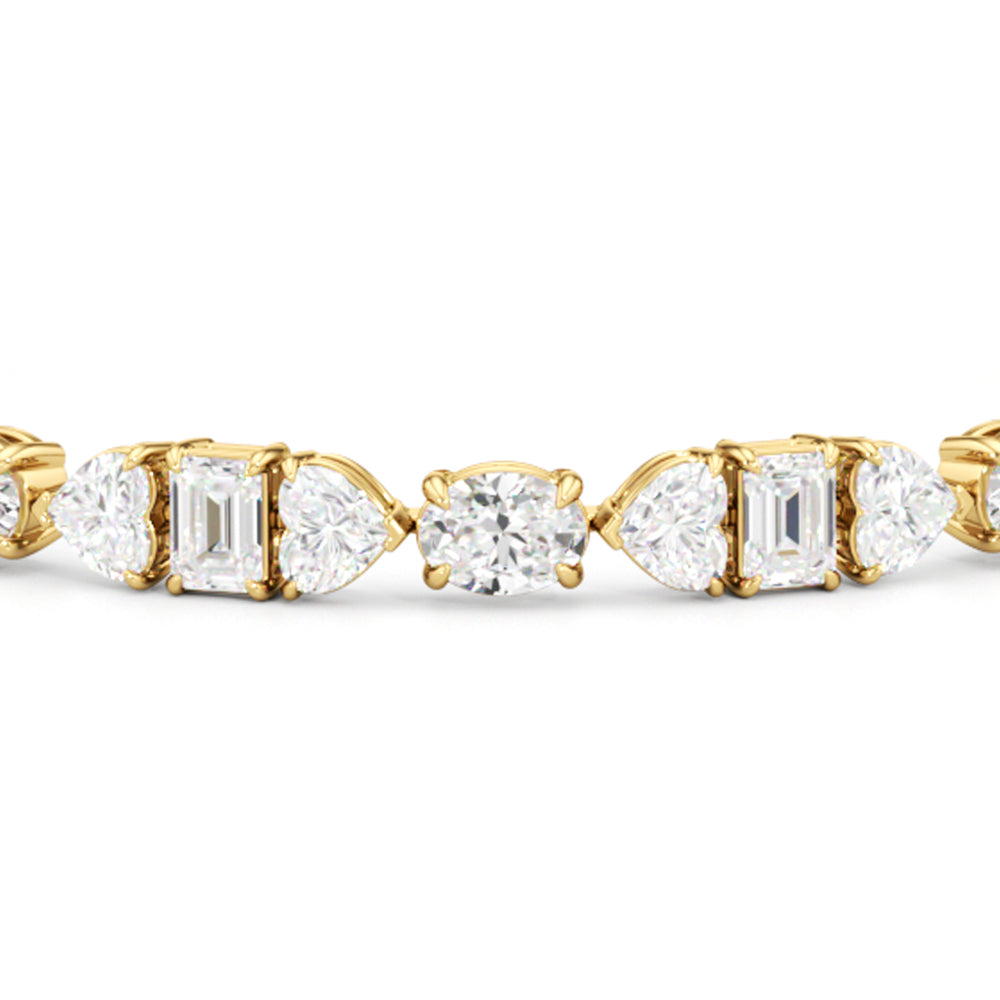Hearts and Emerald Linear Tennis Bracelet with Lab Cut Diamond in 14KT Yellow Gold view 4
