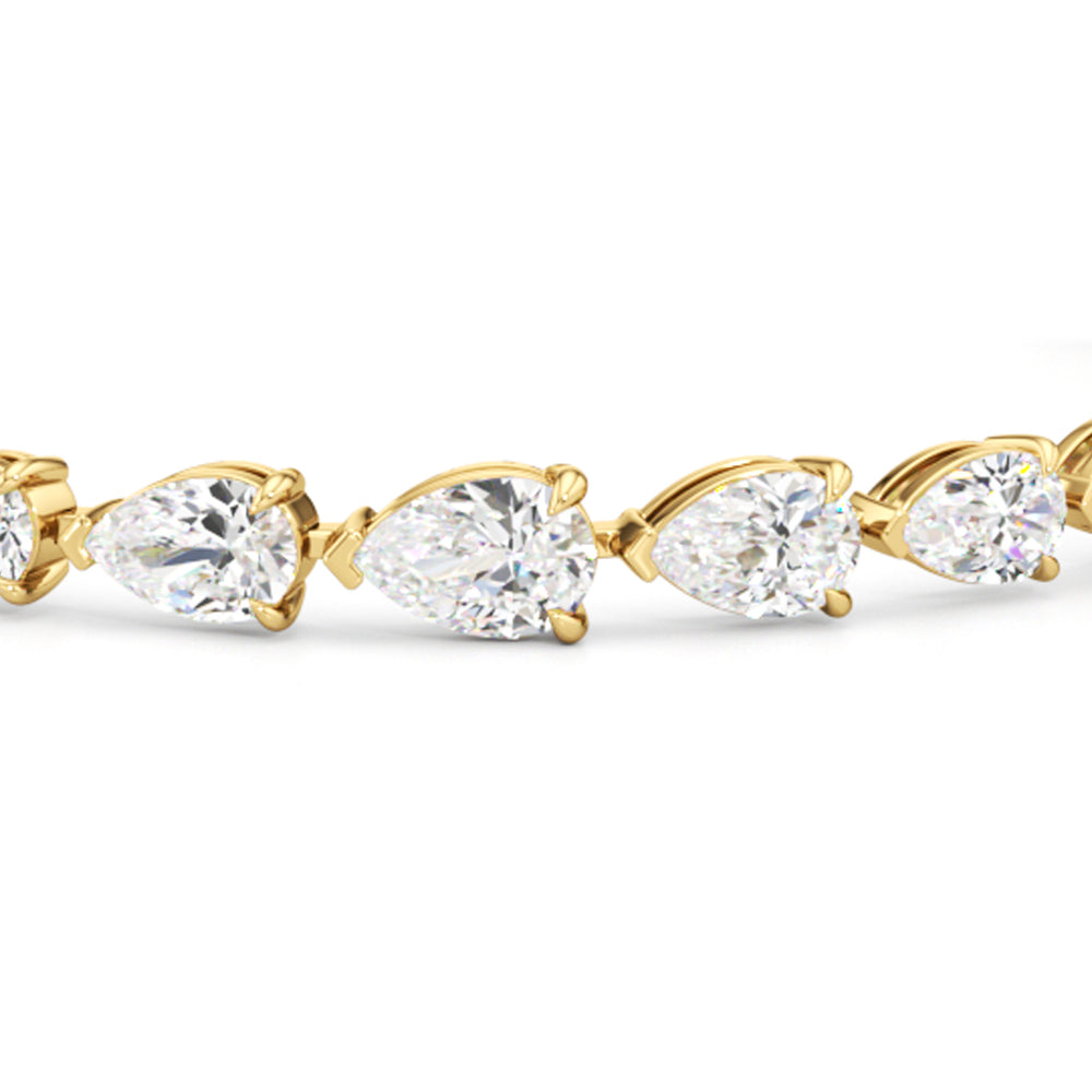 Graduating Pear Tennis Bracelet with Lab Cut Diamond in 14KT Yellow Gold view 4
