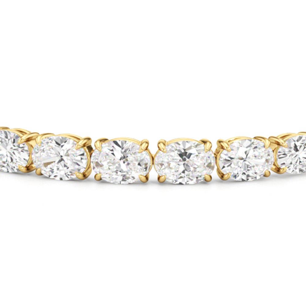 Graduating Oval Tennis Bracelet with Lab Cut Diamond in 14KT Yellow Gold view 4
