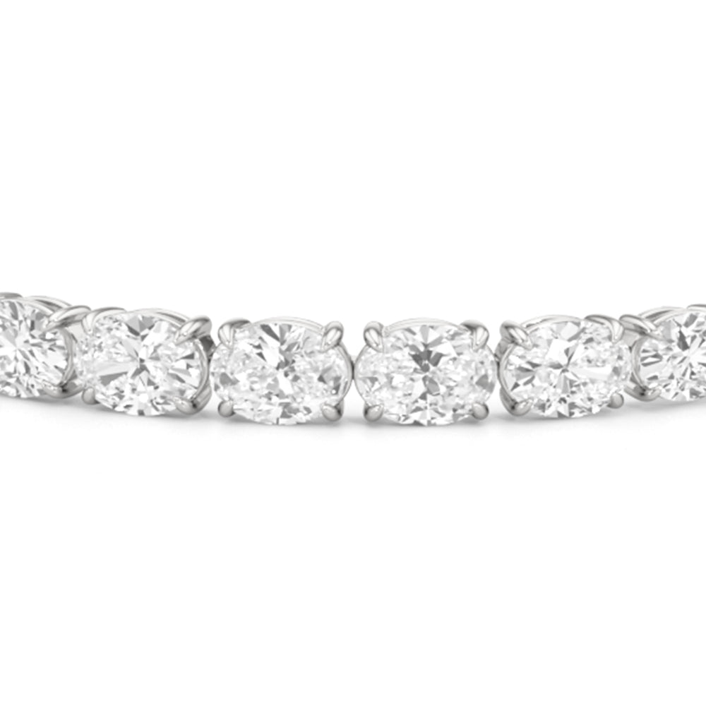 Graduating Oval Tennis Bracelet with Lab Cut Diamond in 14KT White Gold view 4
