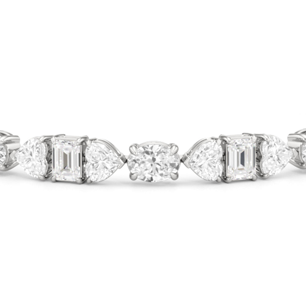 Hearts and Emerald Linear Tennis Bracelet with Lab Cut Diamond in 14KT White Gold view 4
