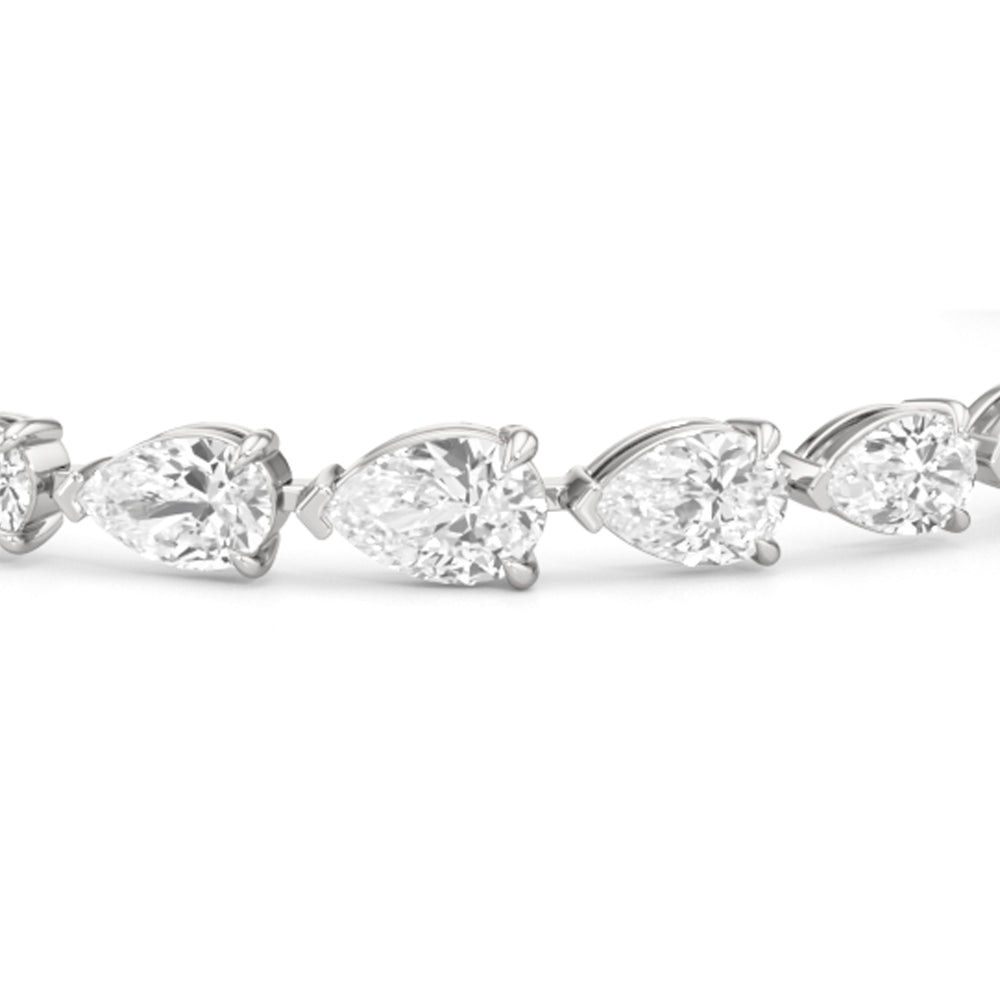 Graduating Pear Tennis Bracelet with Lab Cut Diamond in 14KT White Gold view 4
