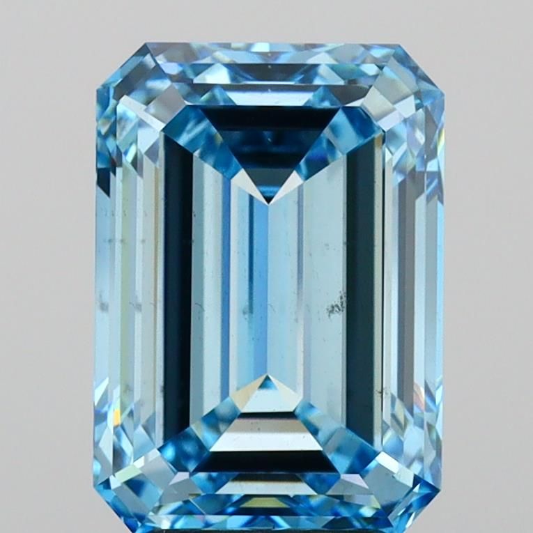 5.01 Carat Emerald Lab Diamond with  Cut Diamond in 14KT  view 1
