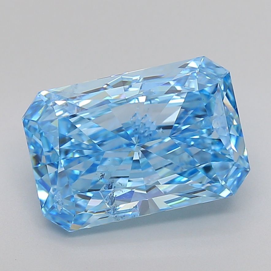 4.24 Carat Radiant Lab Diamond with  Cut Diamond in 14KT  view 1
