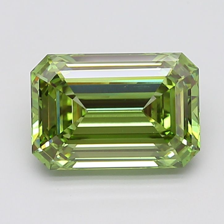 5.51 Carat Emerald Lab Diamond with  Cut Diamond in 14KT  view 1
