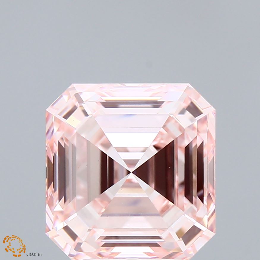4.57 Carat Asscher Lab Diamond with  Cut Diamond in 14KT  view 1
