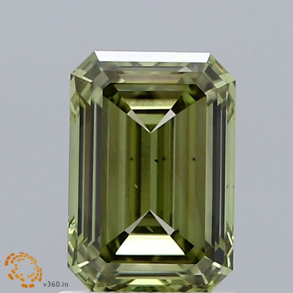 1.5 Carat Emerald Lab Diamond with  Cut Diamond in 14KT  view 1
