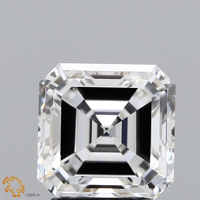 2.59 Carat Asscher Lab Diamond with  Cut Diamond in 14KT  view 1

