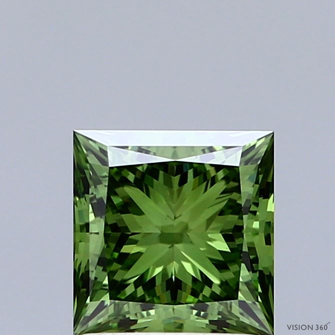 1.51 Carat Princess Lab Diamond with  Cut Diamond in 14KT  view 1
