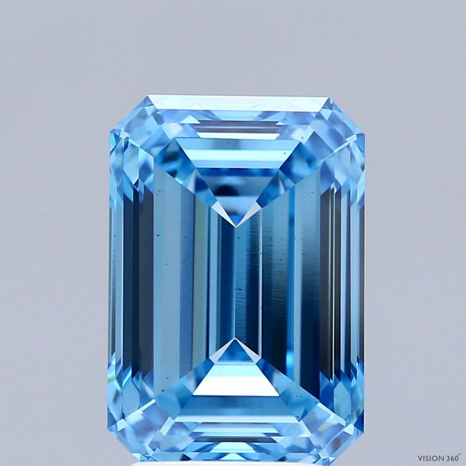 4.58 Carat Emerald Lab Diamond with  Cut Diamond in 14KT  view 1
