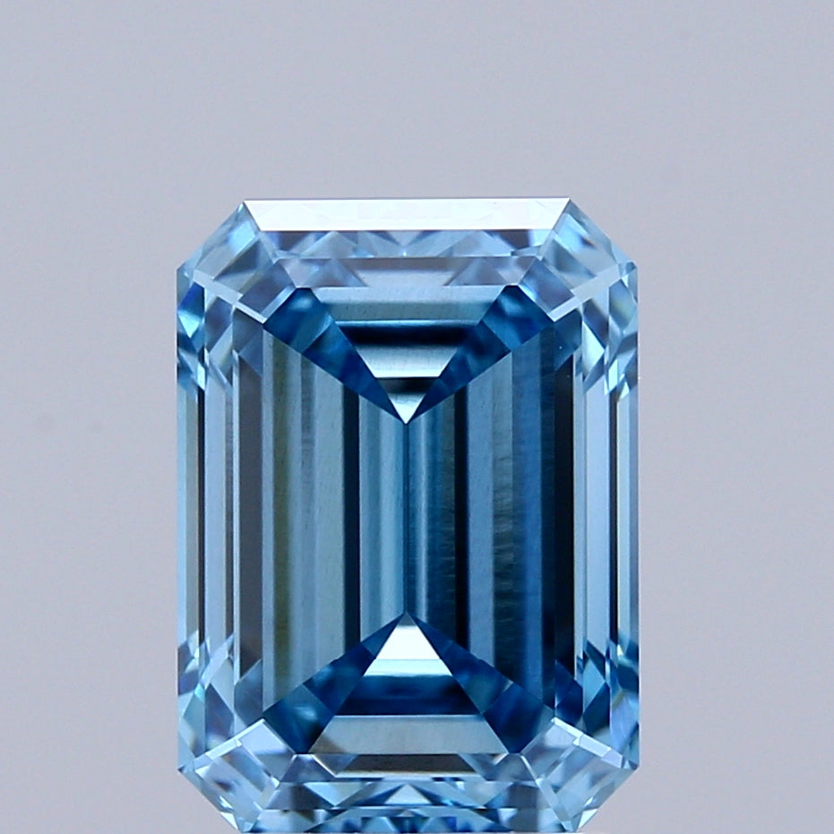 2.52 Carat Emerald Lab Diamond with  Cut Diamond in 14KT  view 1

