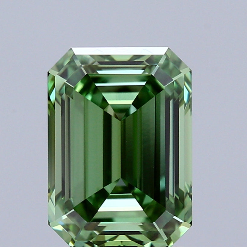 2.06 Carat Emerald Lab Diamond with  Cut Diamond in 14KT  view 1
