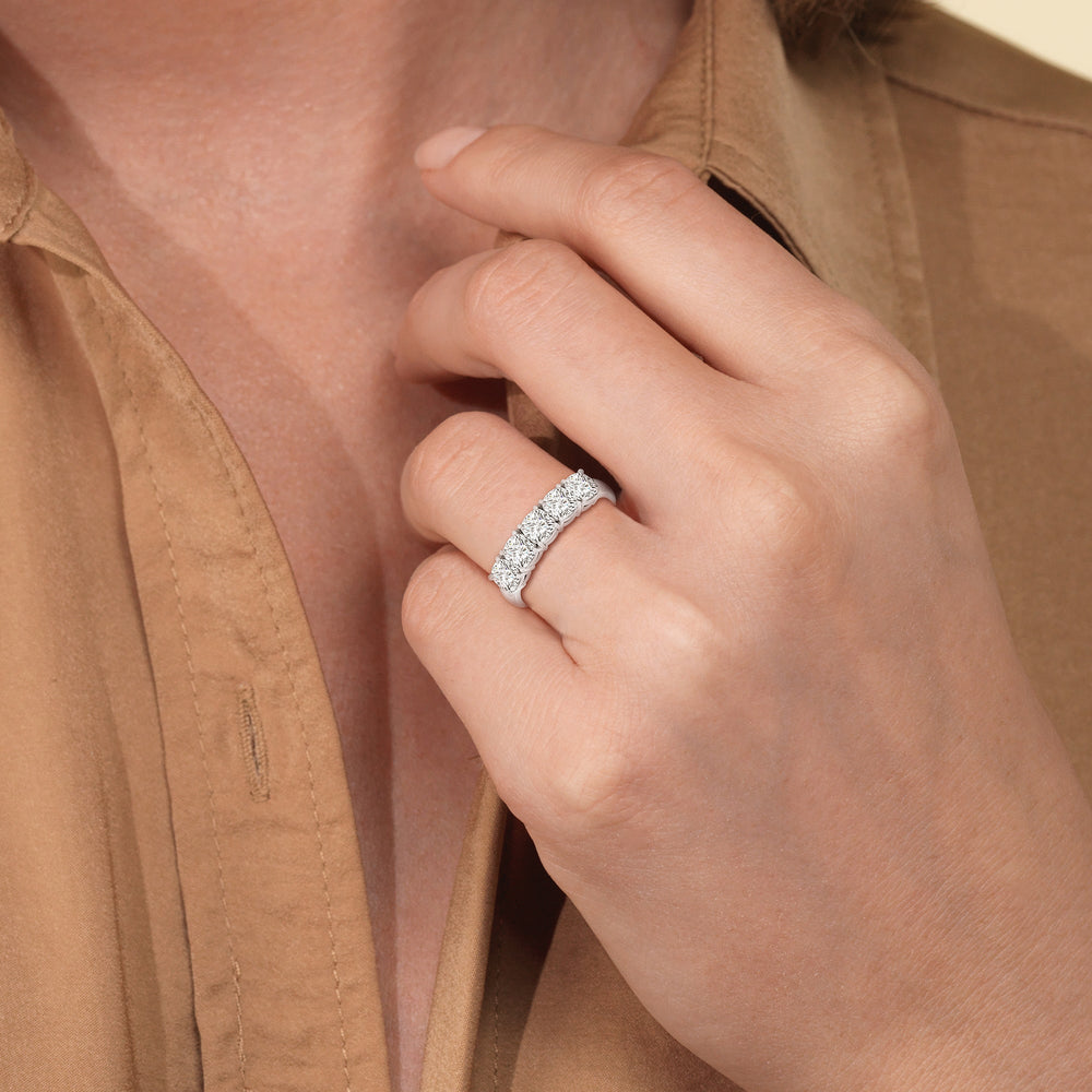 Five Stone Cushion Diamond Anniversary Ring Size 7.5 with 18KT Yellow Gold / Lab / 2 Cut Diamond in 14KT Yellow Gold / Lab / 2 view 2

